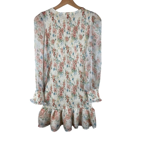 STORIA Floral Smocked Dress Long Sleeve Size Small New - Picture 6 of 9